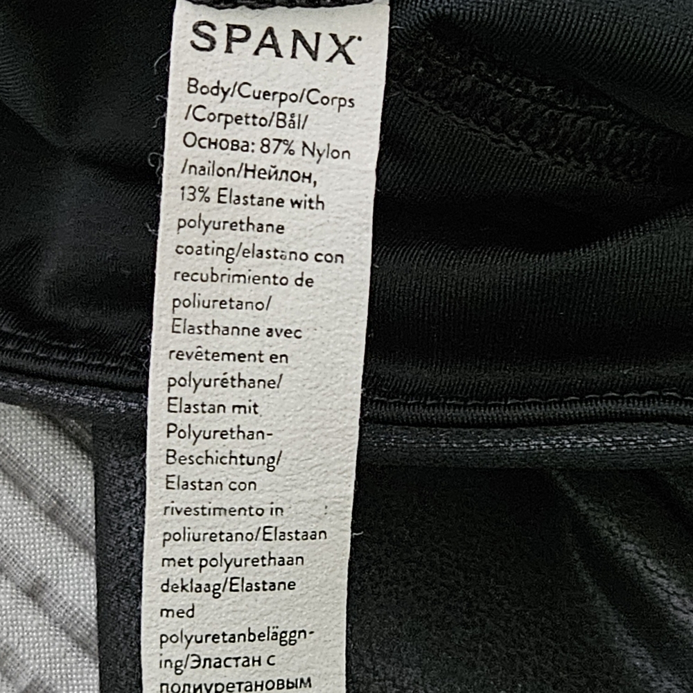 Spanx‎ Legging Womens M Black Faux Leather High-Waisted Compression Waistband - Picture 7 of 12